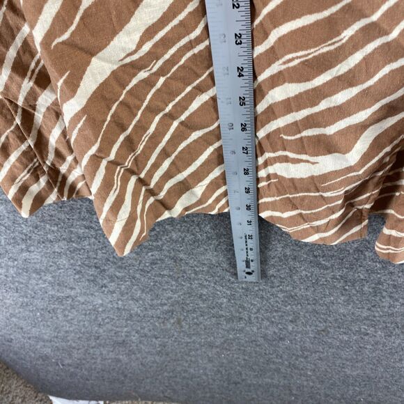 A New Day Skirt Women L Large Brown Striped A-Line Midi Linen Tie Up Casual - Picture 4 of 7